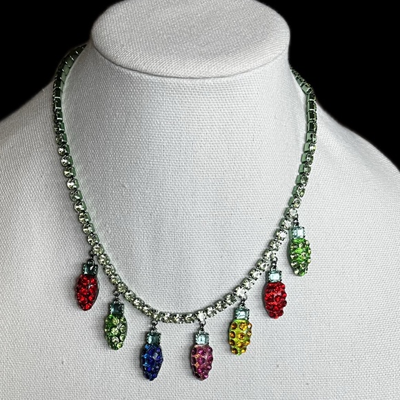 Betsey Johnson Jewelry - Betsey Johnson Multicolor Drop Christmas light Necklace Rhinestones NWT